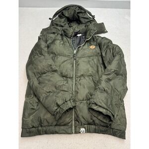 Aape By A Bathing Ape Jacket Mens Large Green Camo Puffer Hooded Full Zip